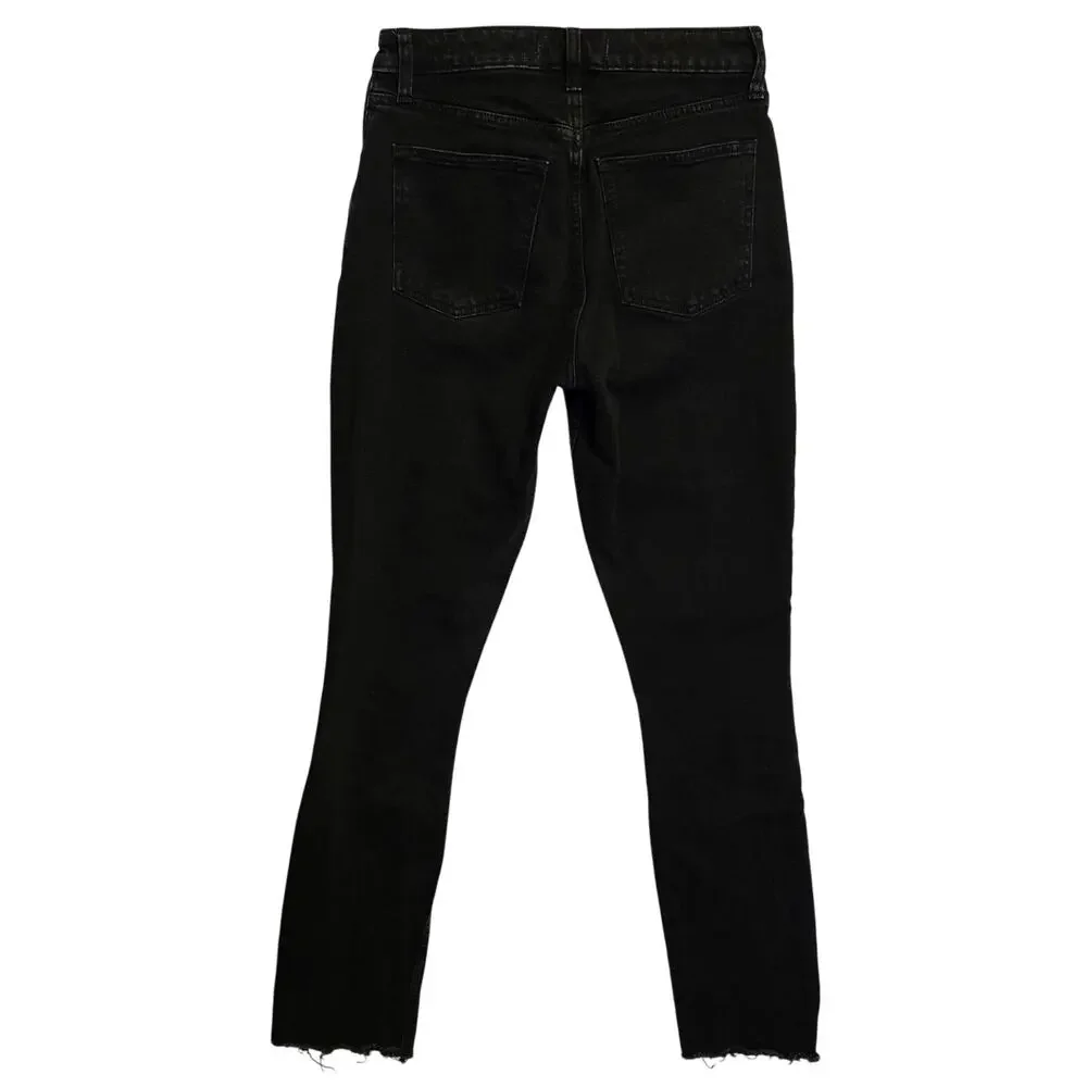 Abercrombie & Fitch Curve Love Jeans Womens 2R Black Skinny High Rise Split Hem